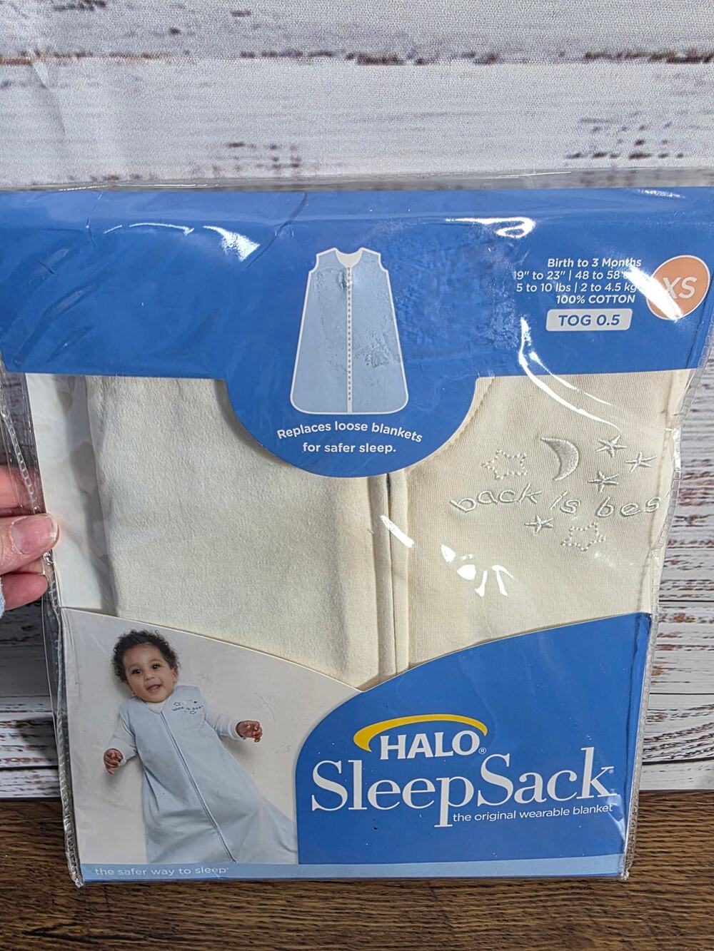 HALO Sleepsack Wearable Blanket x-small 0-3 TOG 0.5 Cotton Baby Sleep bag